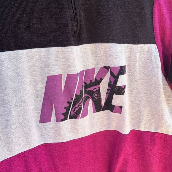 Vintage Nike Cycling Jersey Adult Medium Black Purple Quarter Zip Outdoor Y2K - Picture 2 of 9